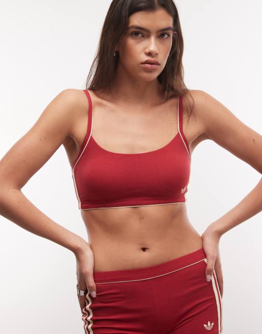 adidas Originals adicolor bralette de algodón Comfort Flex con escote redondo en rojo, 4 de 4