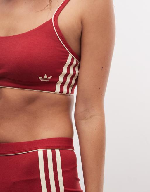 adidas Originals Adicolor brassière comfort flex in cotone con scollo arrotondato rossa, 2 di 4