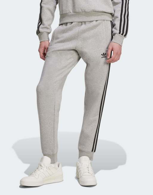 adidas Originals - Adicolor - Broek met 3-Stripes in gemêleerd middengrijs en zwart