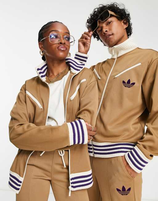 adidas Originals – adicolor – Brun löpartopp i unisex-modell och 70-talsstil