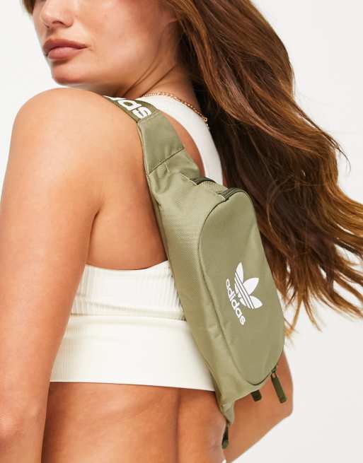 Adidas originals logo bum bag in khaki top