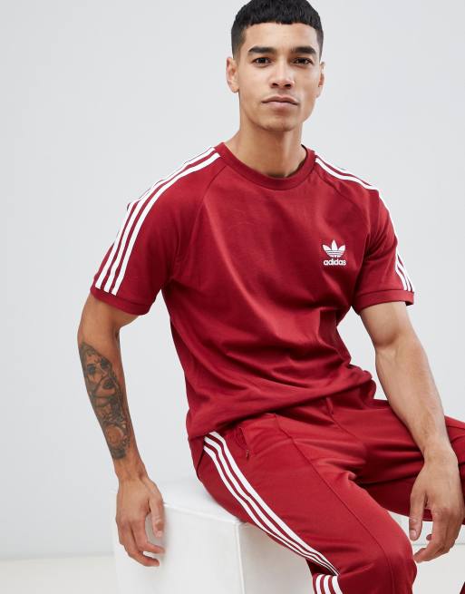 adidas Originals adicolor California T Shirt In Burgundy CZ4544