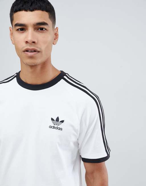 Adidas originals california 3 stripe t shirt white online