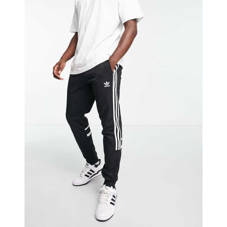 Adidas sweatpants black with white stripes clearance