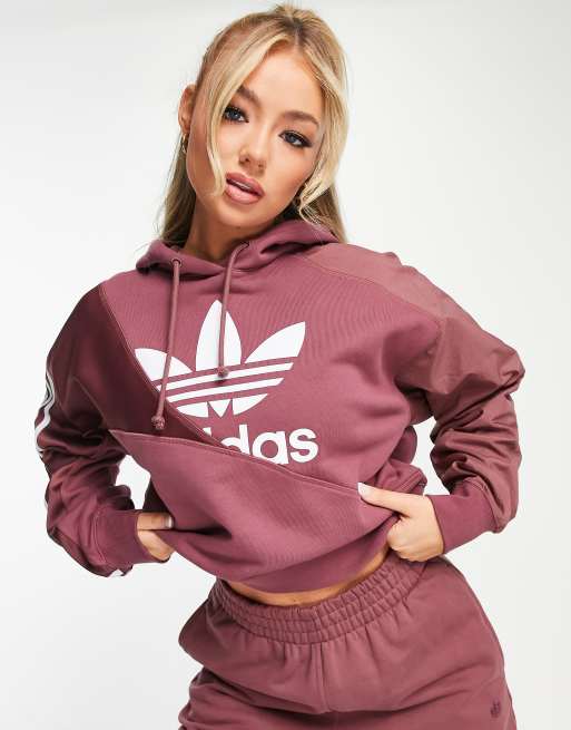 adidas Originals – adicolor – Ciemnoczerwona bluza z kapturem i logo Trefoil 