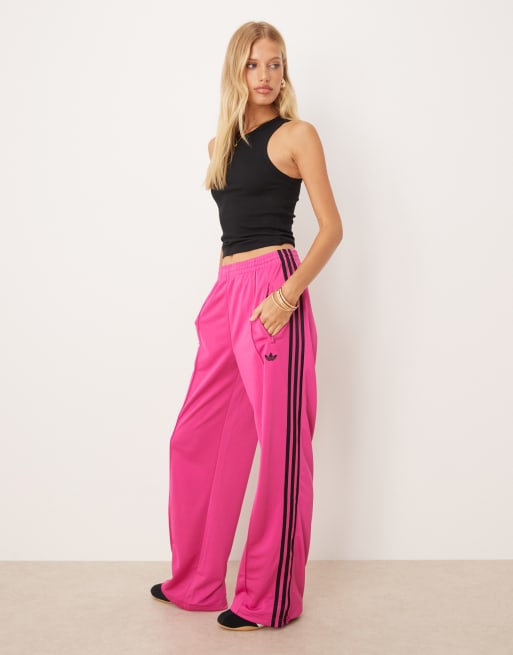 adidas Originals Adicolor classic firebird loose track pants in semi lucid fuchsia / black