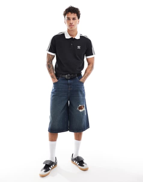 adidas Originals adicolor classics 3 stripe polo top in black - view 1