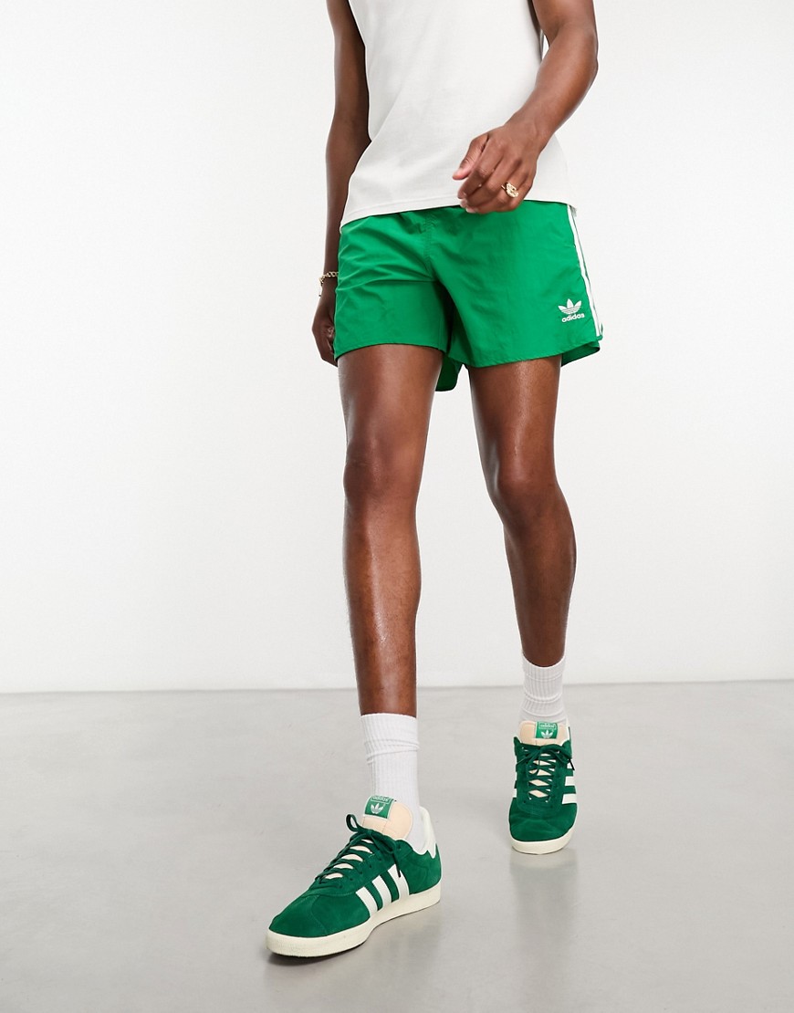 adidas Originals adicolor classics 3 stripe sprinter shorts in green