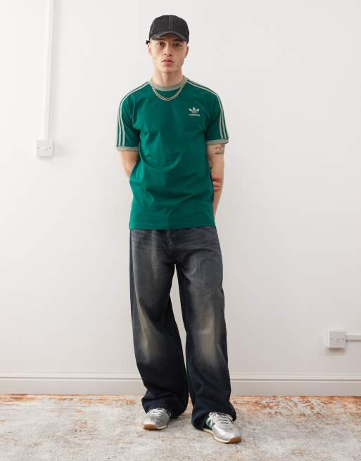 adidas Originals Adicolor Classics 3-Stripe t-shirt in green ASOS