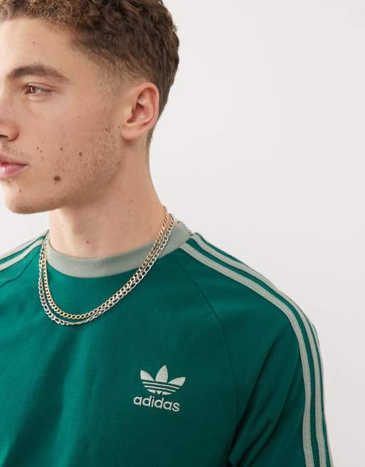 adidas Originals Adicolor Classics 3-Stripe t-shirt in green ASOS