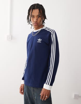 adidas Originals Adicolor classics 3-stripes long sleeve t-shirt in navy - view 1