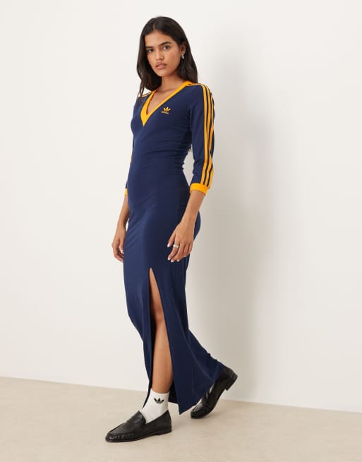 adicolor classics 3-stripes maxi dress adidas Originals 3 stripe in black better for the environment it grows in Adicolor Classics 3-Stripes Maxi Dress