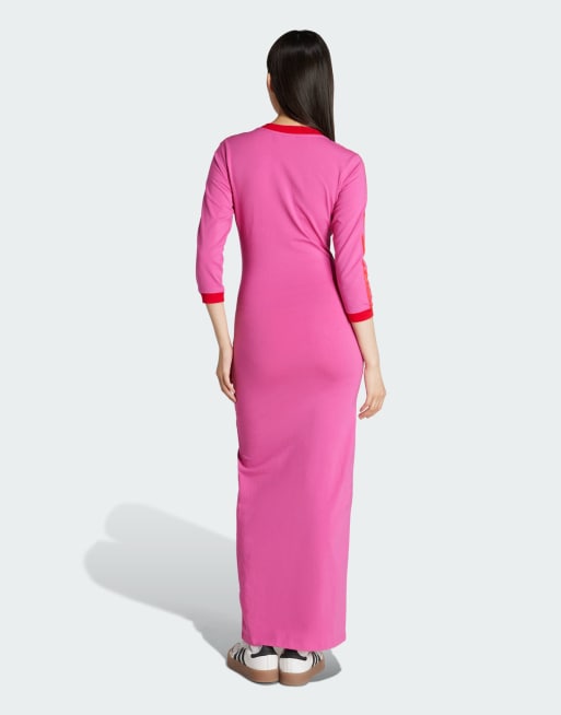 adidas Originals Adicolor classics 3-stripes maxi dress in semi