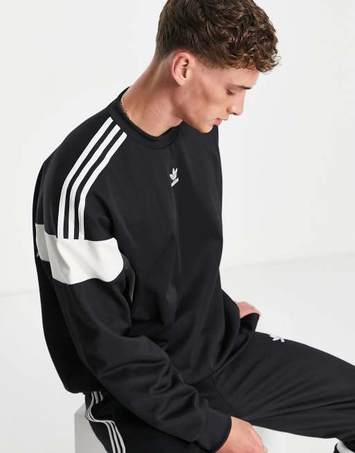 adidas Originals Adicolor Classics cut line crew neck sweatshirt in black