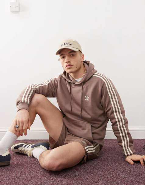 adidas Originals – Adicolor Classics – Kapuzenpullover in Braun mit 3-Streifen-Design - view 1