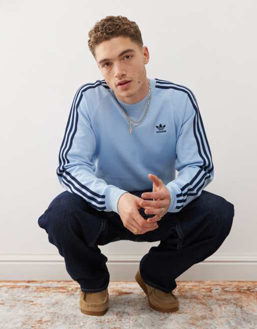 adidas Originals Adicolor Classics Maglia girocollo blu con 3 righe ASOS