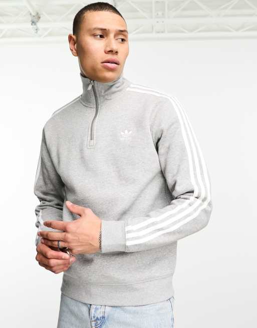 Sweat coton sport 3 bandes gris homme - Adidas