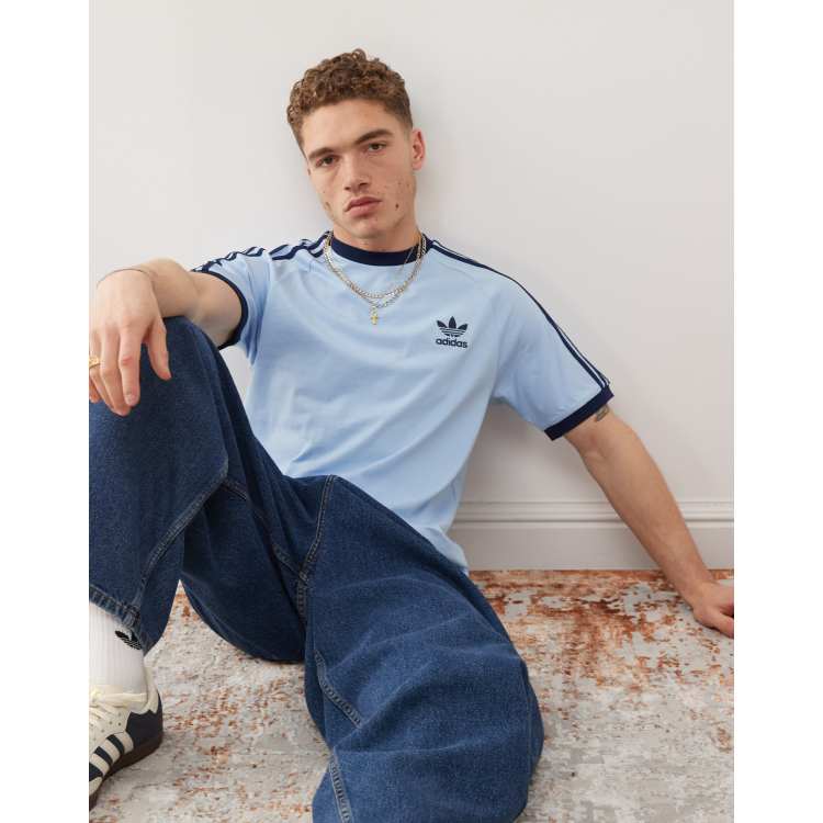 adidas Originals Adicolor Classics T shirt blu con 3 righe ASOS