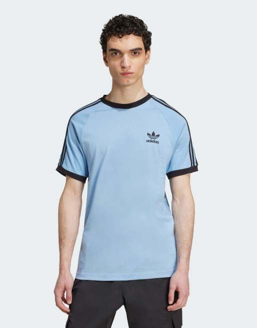 adidas Originals - Adicolor Classics - T-shirt con 3 strisce blu polvere / nera