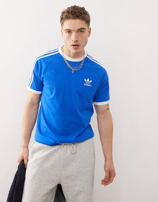 adidas Originals – Adicolor Classics – T-Shirt in Blau mit 3 Streifen - view 1