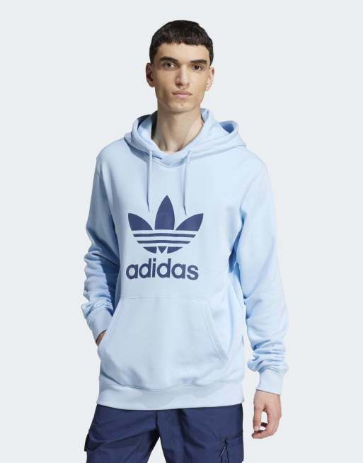 adidas Originals - Adicolor Classics Trefoil - Felpa color cielo terso con cappuccio e logo a trifoglio