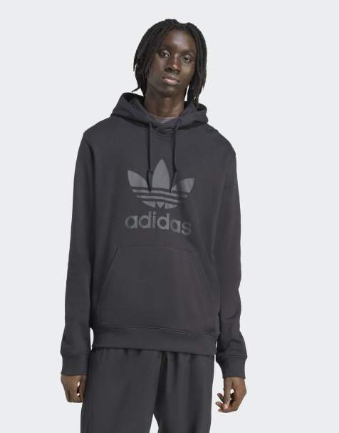 adidas Originals Adicolor classics trefoil hoodie in black / black - view 1