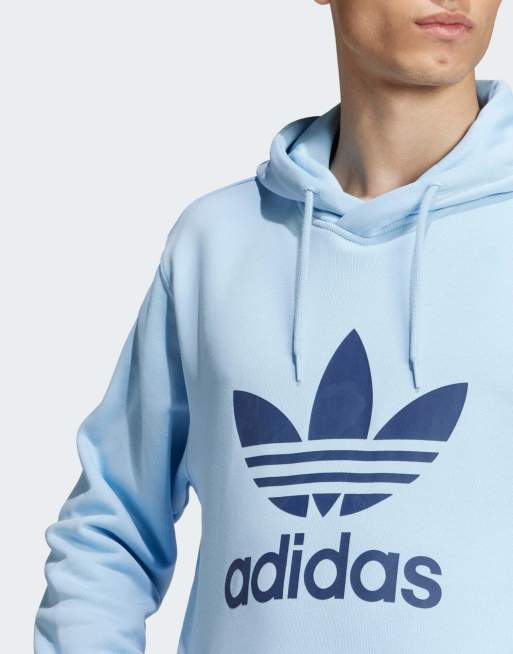 adidas Originals Adicolor classics trefoil hoodie in clear sky ASOS