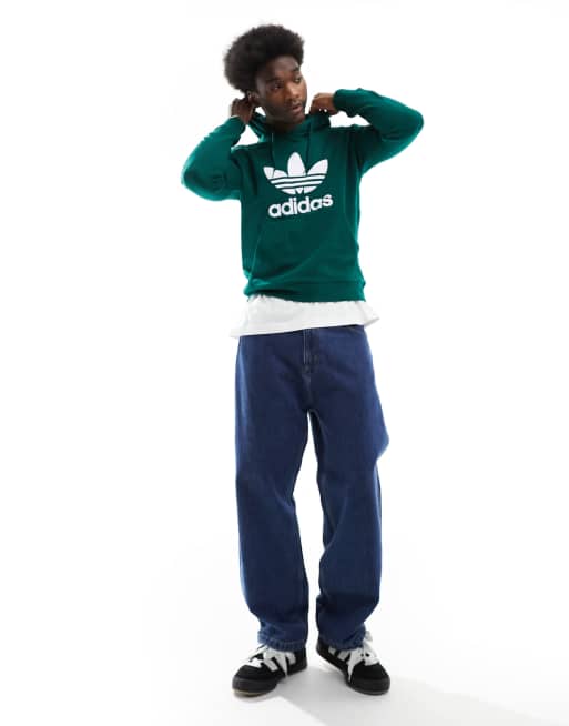 adidas Originals Adicolor Classics Trefoil hoodie in green ASOS