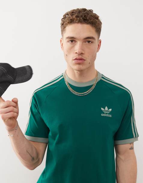 adidas Originals – Adicolor Classics – Zielony T-shirt z trzema paskami - view 1