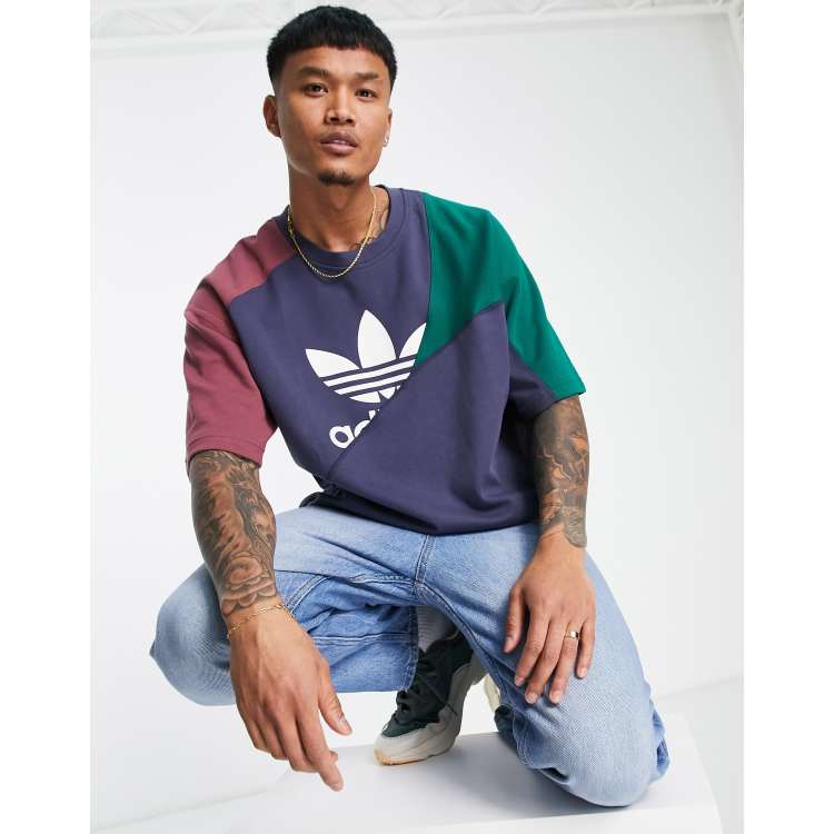 adidas Originals adicolor colour block logo t-shirt in multi | ASOS