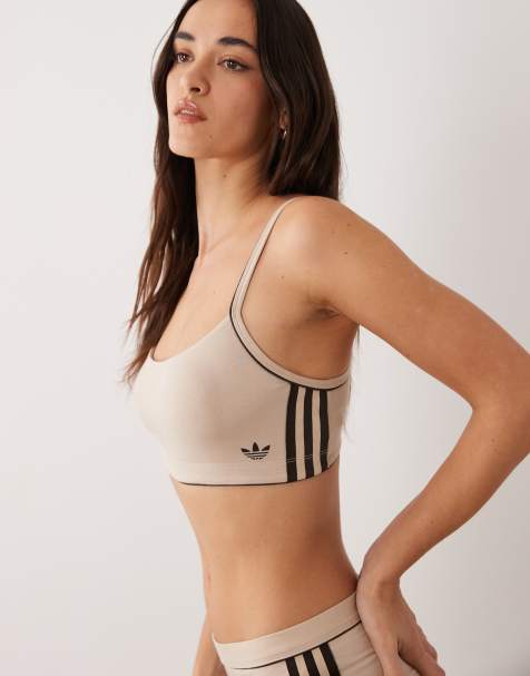 adidas Originals adicolor comfort flex bralet in stone beige - view 1