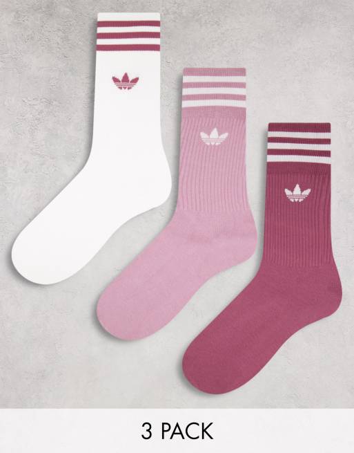 adidas Originals adicolor Confezione da 3 paia di calzini corti cremisi tenue ASOS