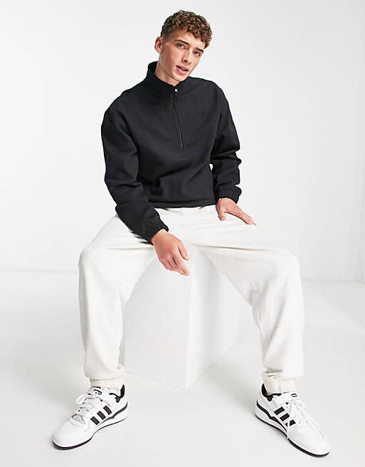 adidas Originals Adicolor Contempo half-zip fleece sweatshirt in black ...