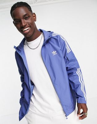 adidas Originals adicolor three stripe windbreaker jacket in blue - ASOS Price Checker
