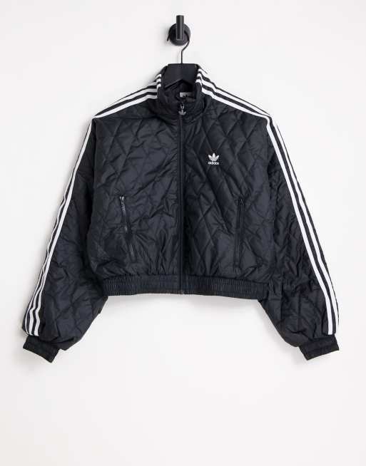 adidas Originals - adicolor - Cropped gewatteerd trainingsjack met 3-Stripes in zwart