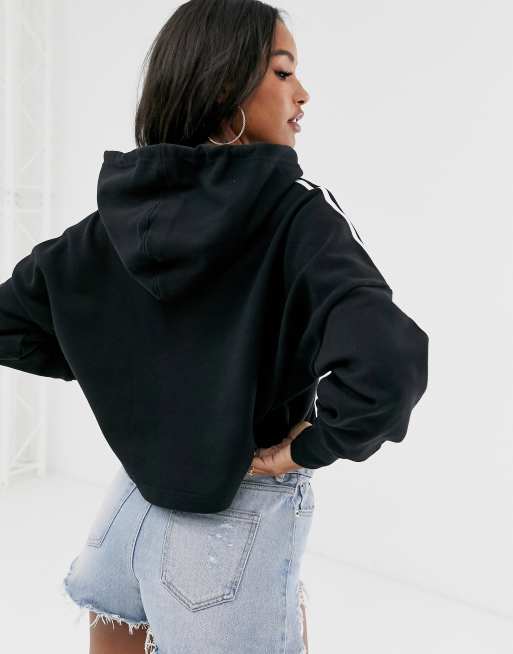 adidas Originals adicolor cropped hoodie in black