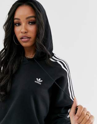 adidas originals adicolor cropped hoodie in black