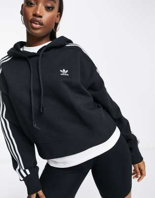 adidas adicolor black cropped hoodie