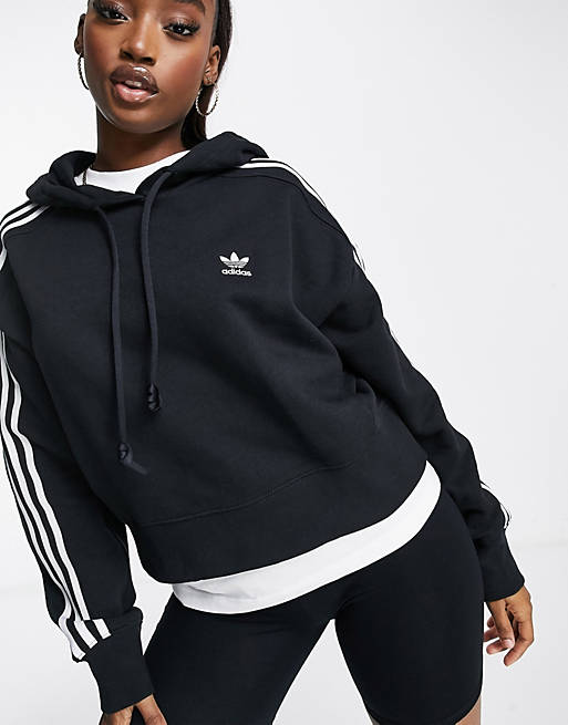 adidas Originals adicolor cropped hoodie in black | ASOS