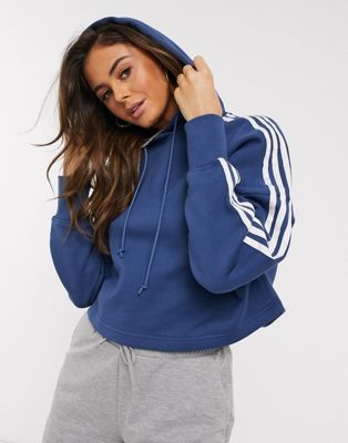 adidas blue cropped hoodie