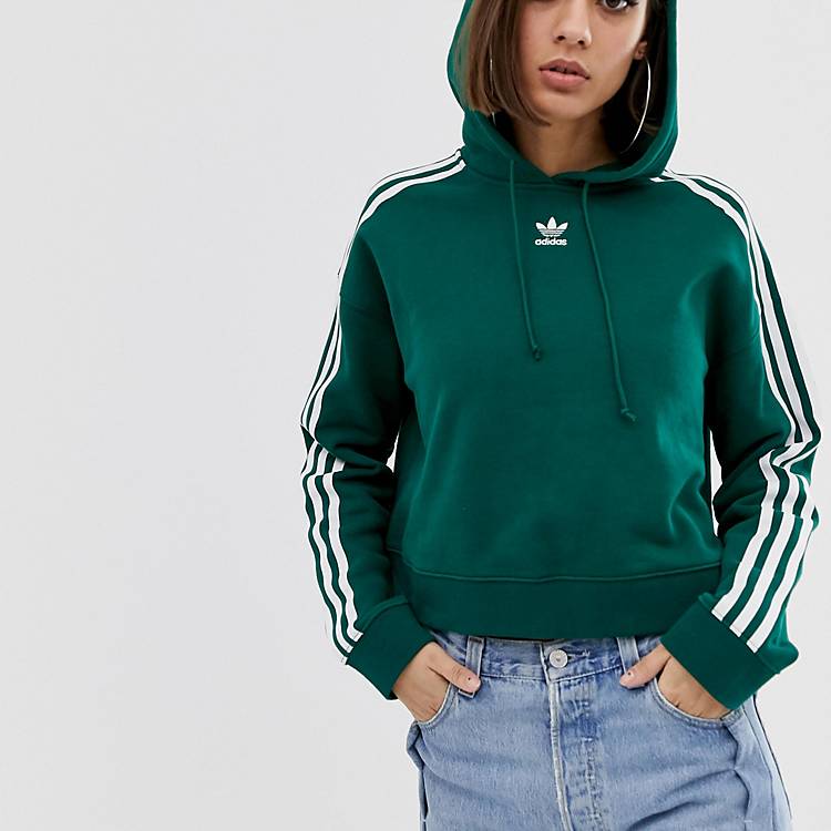 adidas Originals adicolor cropped hoodie in green | ASOS