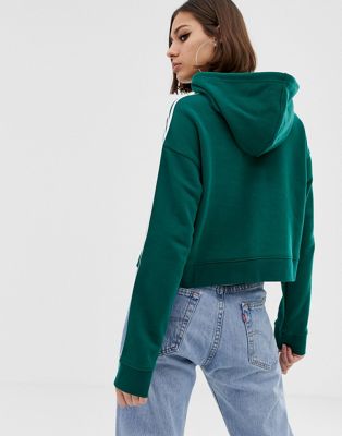 adidas originals adicolor cropped hoodie in green