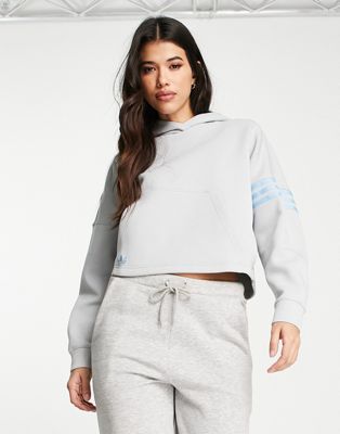 adidas Originals Adicolor cropped hoodie in grey