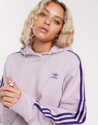 adidas originals adicolor cropped hoodie in lilac