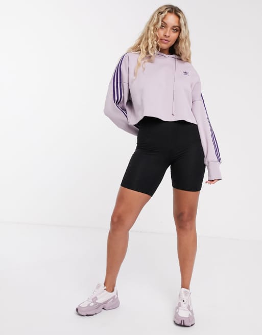 adidas Originals adicolor cropped hoodie in lilac
