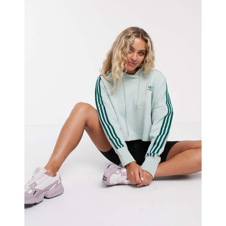 Adidas cropped hoodie vapour green best sale