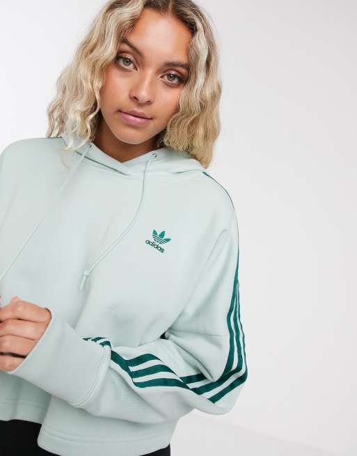 adidas Originals adicolor cropped hoodie in mint green