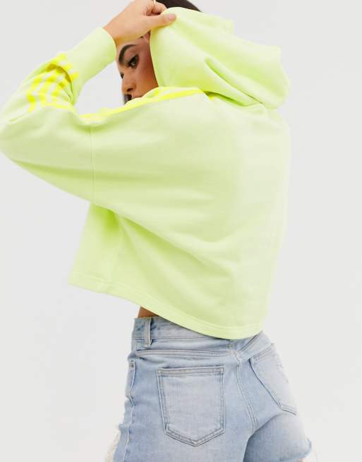 Adidas yellow cropped hoodie hot sale