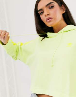 adidas yellow cropped hoodie