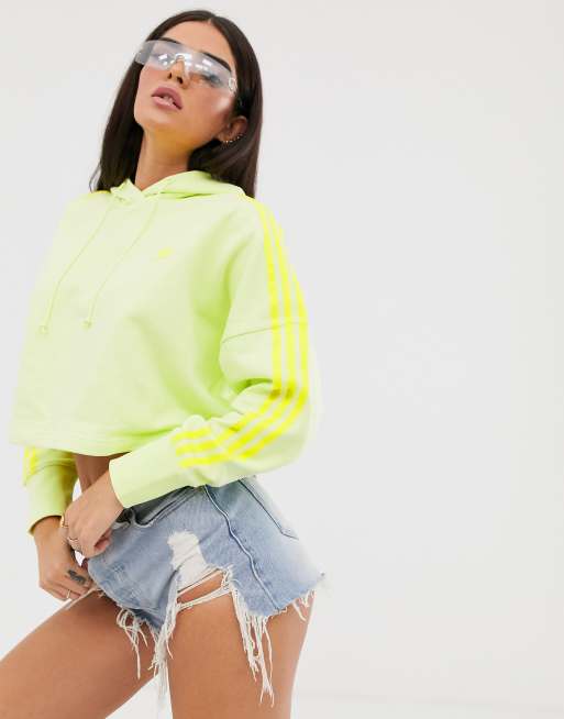 adidas Originals - adicolor - Cropped hoodie in neongeel
